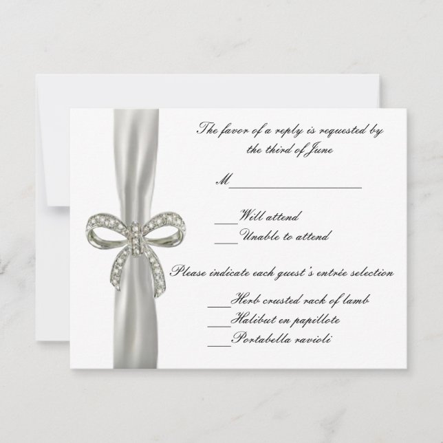 Tarjeta de respuesta Boda Diamond Bow (Anverso)