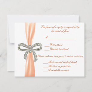 Tarjeta de respuesta Boda Diamond Bow naranja