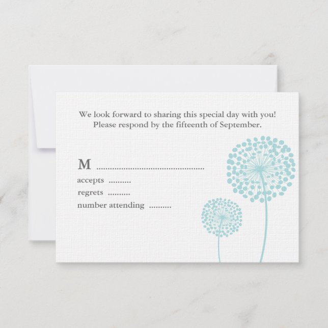 Tarjeta de respuesta Boda Dulce Dandelions (Anverso)