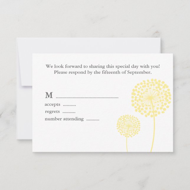 Tarjeta de respuesta Boda Dulce Dandelions (Anverso)