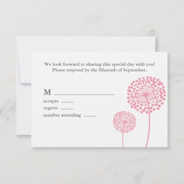 Tarjeta de respuesta Boda Dulce Dandelions (Anverso)