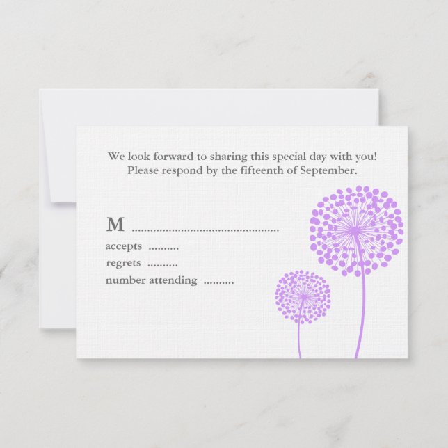 Tarjeta de respuesta Boda Dulce Dandelions (Anverso)