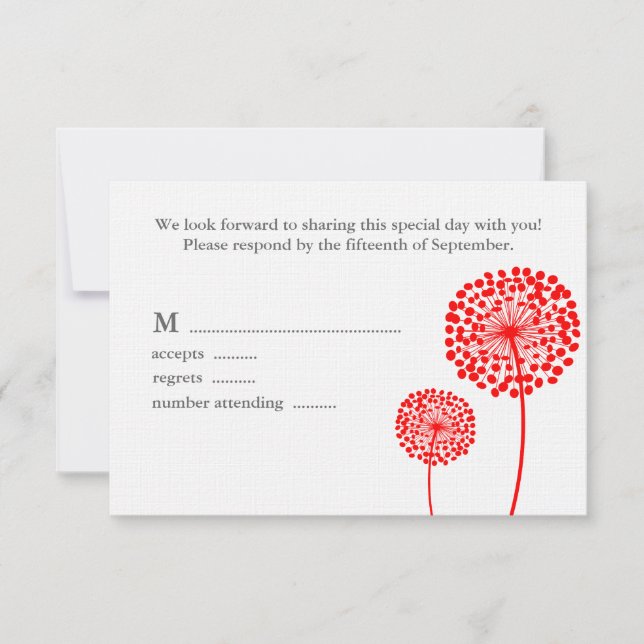 Tarjeta de respuesta Boda Dulce Dandelions (Anverso)