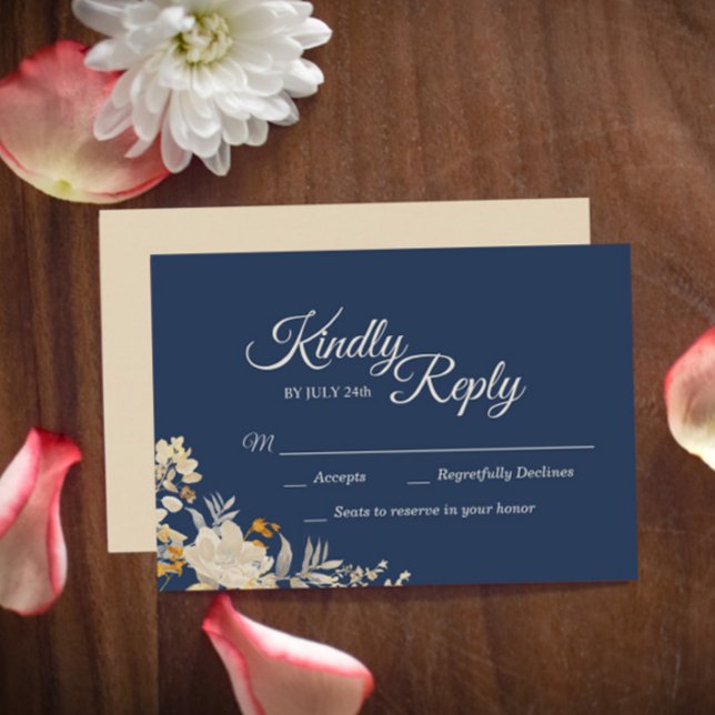 Tarjeta de respuesta Boda Dusty Blue Autumn Boho (Subido por el creador)