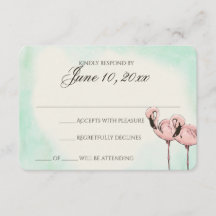 Tarjeta de respuesta Boda Flamingo rosa
