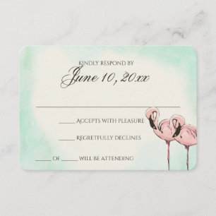 Tarjeta de respuesta Boda Flamingo rosa