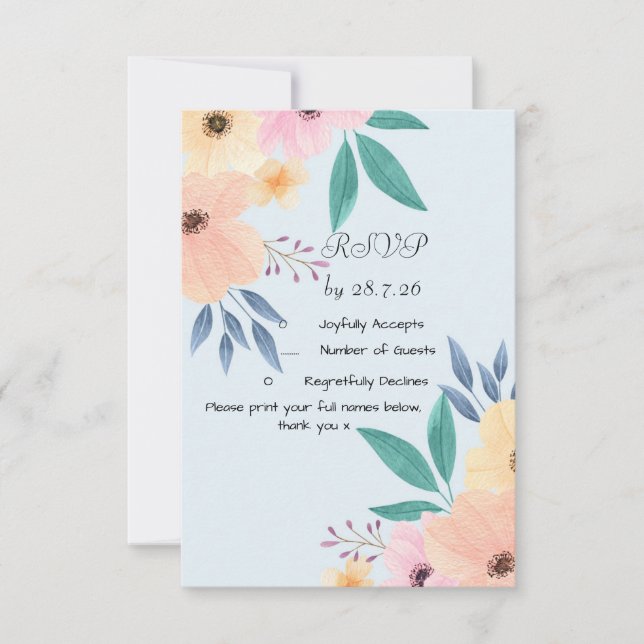 Tarjeta de respuesta - Boda floral (Anverso)