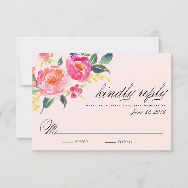 Tarjeta de respuesta Boda floral bohemio (Anverso)
