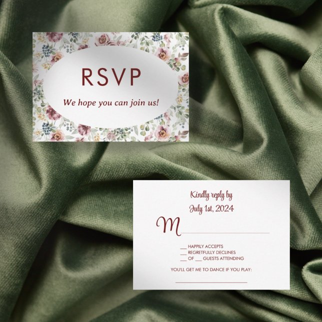 Tarjeta de respuesta boda floral vintage (Subido por el creador)