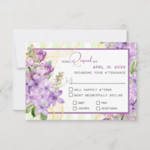 Tarjeta de respuesta Boda Lilac púrpura