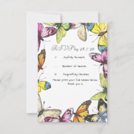 Tarjeta de respuesta boda mariposa 