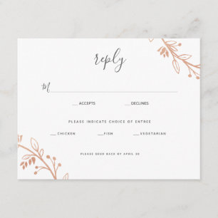 Tarjeta de respuesta Boda moderna de flor de oro R