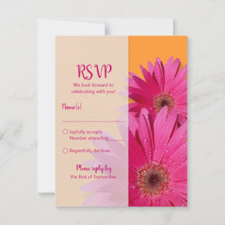 Tarjeta de respuesta Boda naranja y rosa Gerbera D