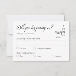 Tarjeta de respuesta Boda por escrito Retro Hand D