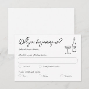 Tarjeta de respuesta Boda por escrito Retro Hand D