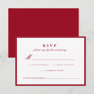 Tarjeta de respuesta Boda rojo caligrafía moderna