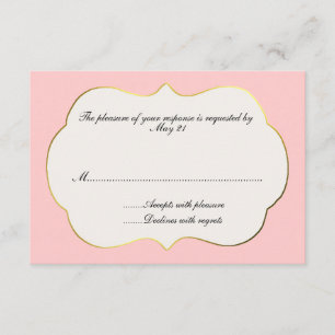 Tarjeta de respuesta Boda rosa y crema
