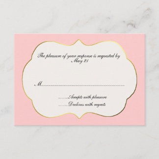 Tarjeta de respuesta Boda rosa y crema
