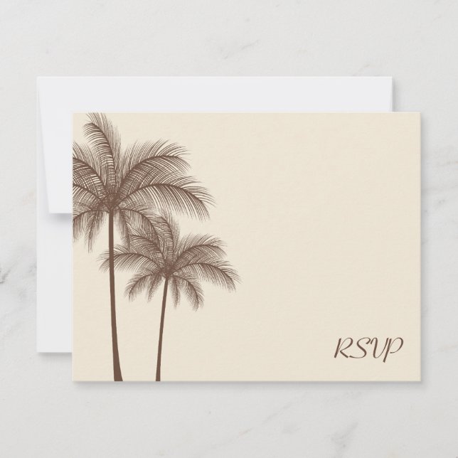 Tarjeta de respuesta Boda RSVP de árbol de palmas  (Anverso)