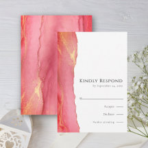 Tarjeta de respuesta Boda RSVP de arte rosa de mod
