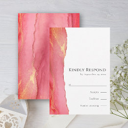 Tarjeta de respuesta Boda RSVP de arte rosa de mod