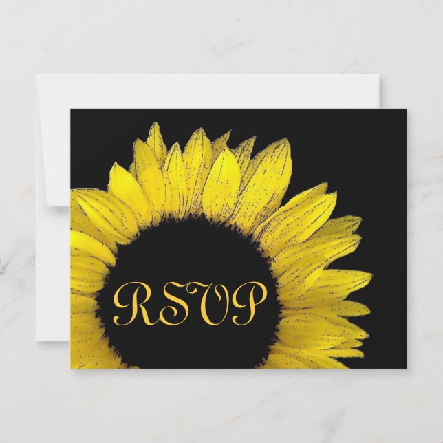 Tarjeta de respuesta Boda RSVP de girasol amarillo (Anverso)