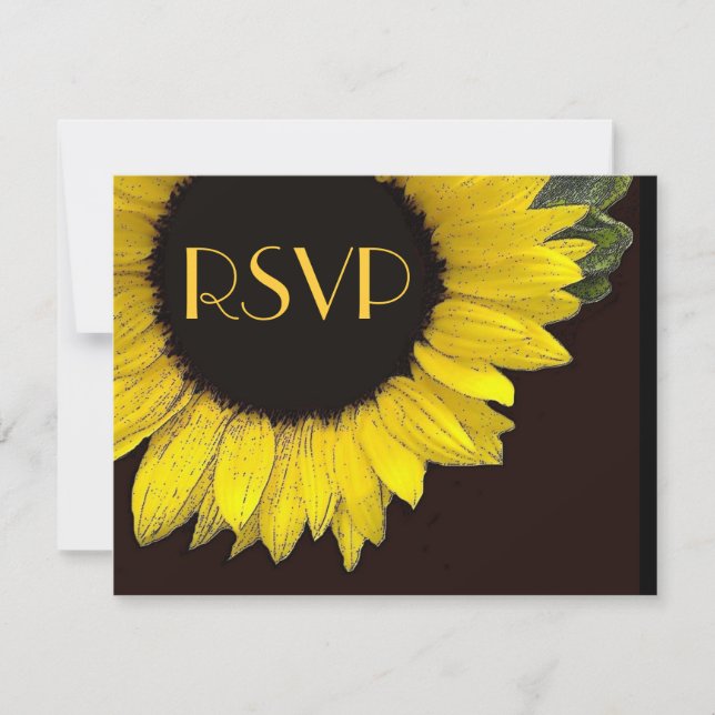 Tarjeta de respuesta Boda RSVP de girasol amarillo (Anverso)