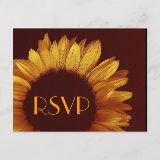 Tarjeta de respuesta Boda RSVP de girasol dorado