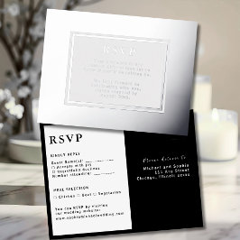 Tarjeta de respuesta Boda RSVP de lujo plateado m