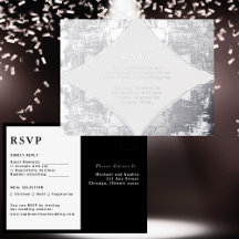 Tarjeta de respuesta Boda RSVP de lujo plateado m