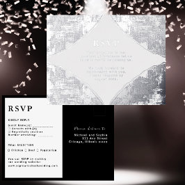 Tarjeta de respuesta Boda RSVP  de lujo plateado m