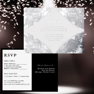 Tarjeta de respuesta Boda RSVP  de lujo plateado m