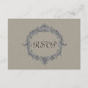 Tarjeta de respuesta Boda RSVP de marco gris y gui