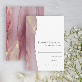 Tarjeta de respuesta Boda RSVP de Mauve rosa y pol