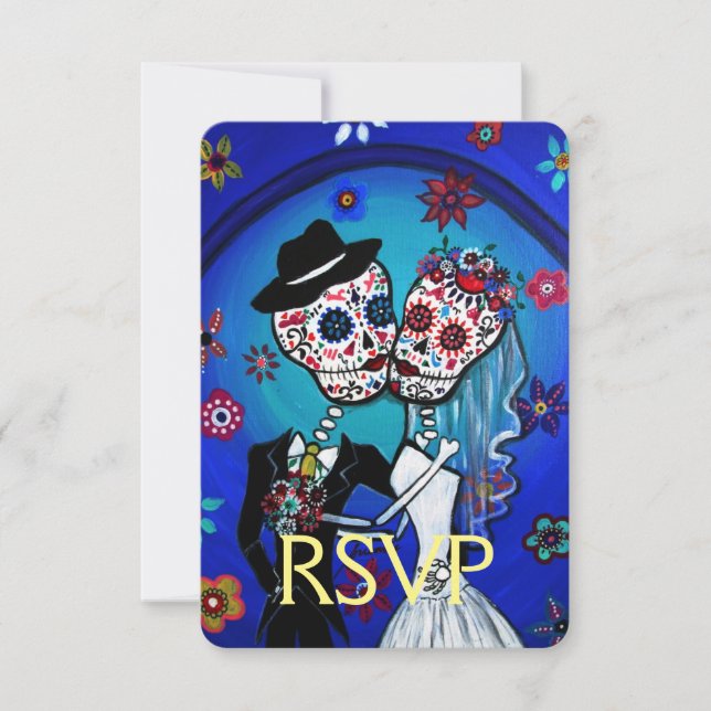 Tarjeta de respuesta Boda RSVP Dia de los Muertos (Anverso)