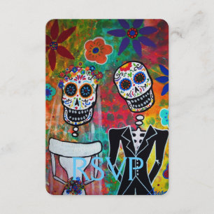 Tarjeta de respuesta Boda RSVP Dia de los Muertos