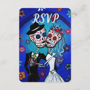 Tarjeta de respuesta Boda RSVP Dia de los Muertos