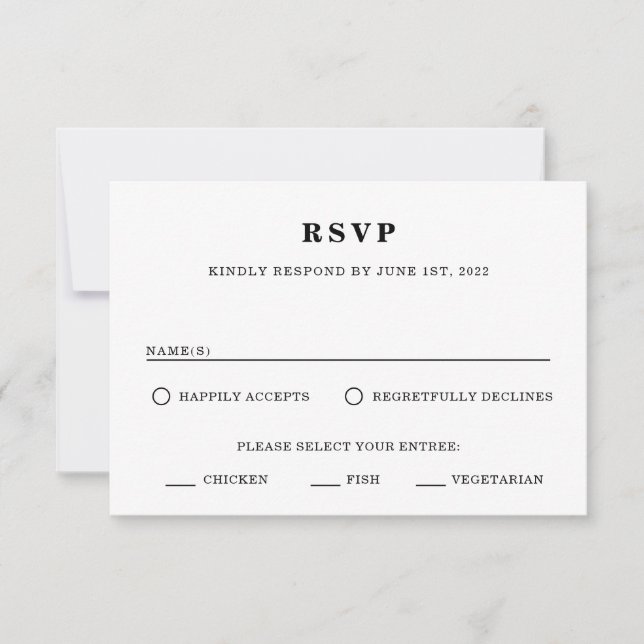 Tarjeta de respuesta Boda RSVP minimalista (Anverso)