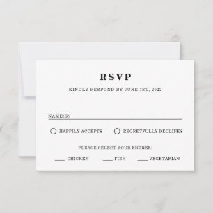 Tarjeta de respuesta Boda RSVP minimalista