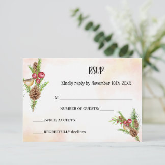 Tarjeta de respuesta Boda RSVP para navidades