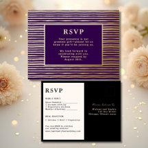 Tarjeta de respuesta Boda RSVP Púrpura Real Modern