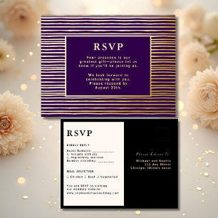 Tarjeta de respuesta Boda RSVP Púrpura Real Modern