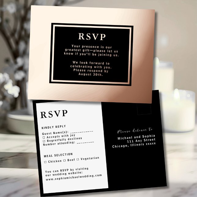 Tarjeta de respuesta Boda RSVP Relieve metalizado  (Subido por el creador)