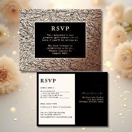 Tarjeta de respuesta Boda RSVP Rosa moderno Gold L