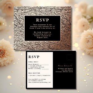 Tarjeta de respuesta Boda RSVP Rosa moderno Gold L