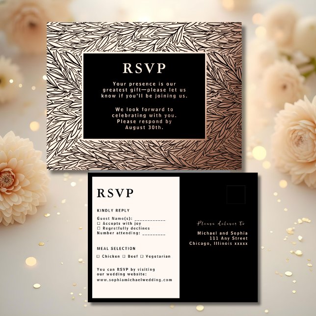 Tarjeta de respuesta Boda RSVP Rosa moderno Gold L (Subido por el creador)