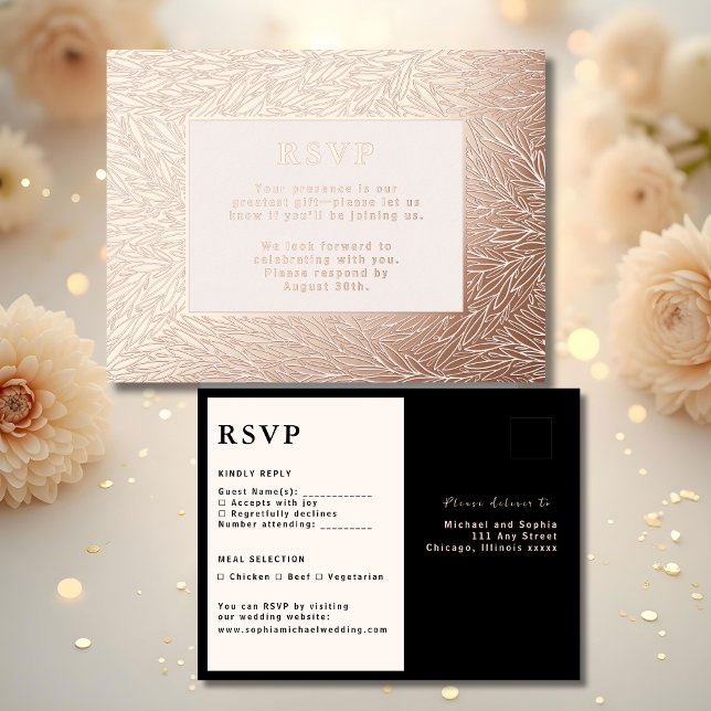 Tarjeta de respuesta Boda RSVP Rosa moderno Gold L (Subido por el creador)