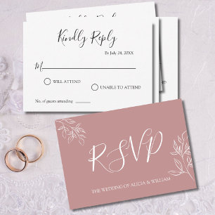 Tarjeta de respuesta Boda RSVP rosa y turbia