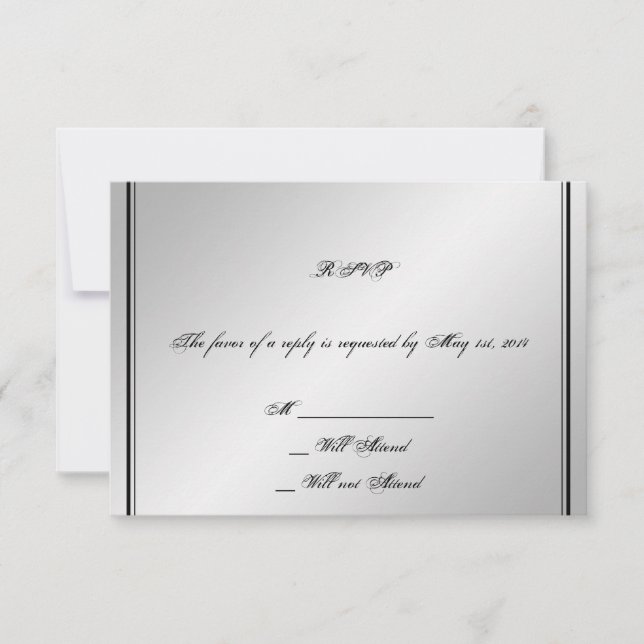Tarjeta de respuesta Boda Silver Elegance (Anverso)