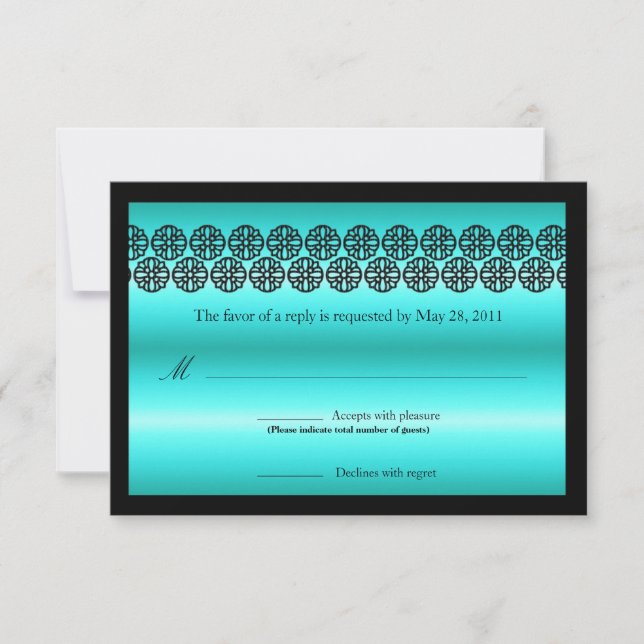 Tarjeta de respuesta Boda turquesa de moda (Anverso)